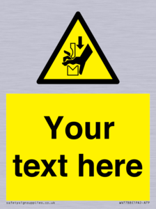 Custom warning hand crushing between press brake tool